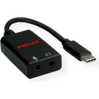 Roline Adapter USB Typ C - 2x 3,5mm Audio, ST/BU, 0,13 m