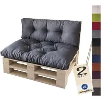Sunnypillow Palettenkissen für Palettenmöbel - 2er Set - Palettenauflage 120 x 80 für Palettensofa - Palettenpolster für Garten, Gesteppte Kissen für Europaletten - Sitzkissen & Rückenkissen Anthrazit