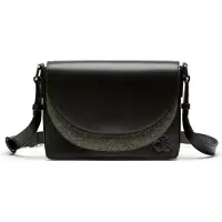 Scotch & Soda Leder Umhängetasche Double Flap Printed XBody Bag Leopard Spot Green schwarz