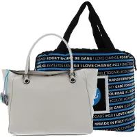 Gabs Leder Schultertasche Shopper Anne TG Ruga Black Bag Panna beige