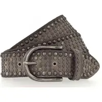B.belt Gürtel - 35 mm Vollleder-Nietgürtel Q. 6483Riva - Gr. 85 - in Braun - für Damen