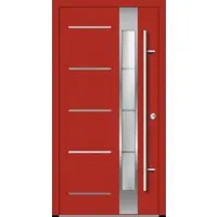 Haustuerenland.de Aluminium Haustür "RILEY" 82 mm RC2 Feuerrot RAL 3000 beidseitig innen öffnend DIN rechts