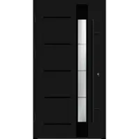 Haustuerenland.de Aluminium Haustür "RILEY" 82 mm RC2 BLACKLINE Tiefschwarz RAL 9005 beidseitig außen öffnend DIN links