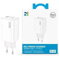 NCC Power Adapter A+C+C USB-A & Dual Type-C Charger GS-65W-EU Weiß