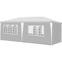 Fiqops Faziango Pavillon Partyzelt mit Seitenwänden, Reißverschlusstür & Fenstern, UV-geschützt, 3x6m Weiß