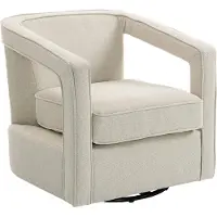Welikera Sessel Wohnzimmer 360° drehbar Loungesessel Relaxsessel mit einteilig Rückenlehne und Armlehnen 77 x 75 x 72 cm Beige