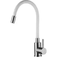 HAC24 Spültischarmatur Küche weiß mit flexiblem Auslauf | Wasserhahn Spültisch | Mischbatterie Armatur Spüle | Einhand Küchenarmatur | Einhandmischer Küchenspüle