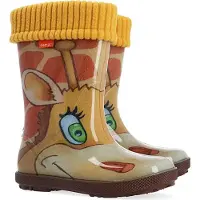Demar Kinder Gummistiefel Gefüttert Regenstiefel mit Einlage Giraffe Reflektiernd 30/31