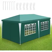 Eikuavons 3 x 6 m Garten Pavillon tragbares wasserdichtes Zelt mit Seitenteilen, grün für Camping / Garten / Hochzeit / Strand