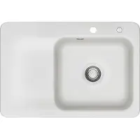 SYSTEMCERAM KeraDomo Spüle JUNA 75 in SATIN - Becken rechts mit Excenterbedienung / / Keramikspüle