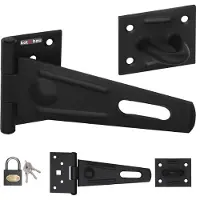 KOTARBAU Überfalle 150x45mm Riegelschloss mit Vorhängeschloss Pulverbeschichteter Stahl Schwarz Haspe Sicherheitsüberfalle Torriegel Schlossriegel Gartentor Riegel Türriegel Abschließbar Verriegelung