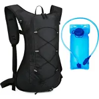 Topchances Trinkrucksack mit Trinkblase 2L Laufrucksack für Herren Damen, 10L Fahrrad Rucksack mit Trinksystem für Wandern Klettern, Fahrradfahren, Laufsport, Camping Sportrucksack, Schwarz