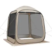SucceBuy Campingzelt 182,88x182,88x219,4 cm, Zelt für 4-6 Personen, Pop-Up Zelt mit Tragetasche, Netzseitenwänden und Heringen, ideal für Garten, Terrasse und Outdoor-Aktivitäten, Beige