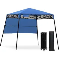 Goplus 182x182cm Faltpavillon mit Seitenwand, Pop-Up-Pavillon mit Tragetasche für Sonnenschutz, Partyzelt für Camping, Terrasse, Strand & Garten