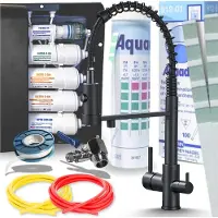 ARI Solid Spring 3-Wege Küchenarmatur Schwarz Matt Flexibel mit 5-Stufen Wasserfiltersystem Untertisch Trinkwasserfilter
