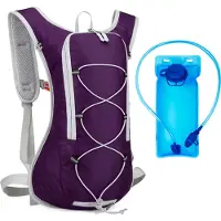 Topchances Trinkrucksack mit Trinkblase 2L Laufrucksack für Herren Damen, 10L Fahrrad Rucksack mit Trinksystem für Wandern Klettern, Fahrradfahren, Laufsport, Camping Sportrucksack, Lila