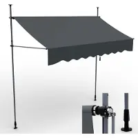 ONBEST Balkonmarkise ohne Bohren 300 x 120 cm mit Kurbel Wetterfest UV-Beständig UV50+ Höhenverstellbar Anthrazit