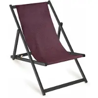 AllBags Holz-Liegestuhl Einfarbig Melange Rotwein mit schwarzem Gestell klappbar Garten Strand Balkon