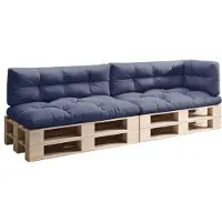 Sunnypillow Palettenkissen für Palettenmöbel - 5er Set - Palettenauflage 120 x 80 für Palettensofa - Palettenpolster für Garten, Gesteppte Kissen für Europaletten - Sitzkissen & Rückenkissen Blau