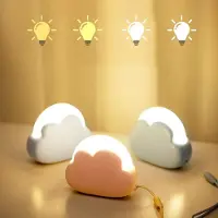Fokelyi Wolken-Nachtlicht fürs Schlafzimmer, niedliche Nachttischlampe für Kinder, tragbar, USB-aufladbar, gelbes und weißes Licht, Kawaii-Zimmerdekoration, Geburtstagsgeschenk (weiß)