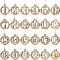 Fokelyi Adventskalender mit Zahlen von 1 bis 24 – Holz – Countdown – Bastelbedarf – Geschenkanhänger – Weihnachtsdekoration