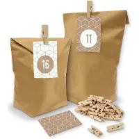 Itenga SET Adventskalender "Geometrie" 24 x Tüten + Karten + Klammern + Z32