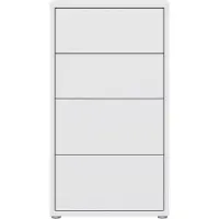 Forte ALICE SPRINGS Kommode 50 60, moderne Kommode mit 4 Schubladen, Schlafzimmer, Wohnzimmer, Holzwerkstoff, Weiß, 54,5 cm breit x 99,1 cm hoch x 34,9 cm tief