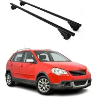Omtec Dachträger Grundtäger für VW Polo 2002-2009 75kg Metall Schwarz 2 tlg