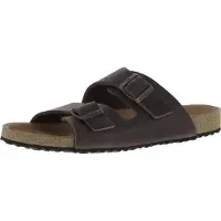 VITAL 78011 Nature weiche und komfortable Pantoffel Herren mit Fussbett aus Leder mit Massagenoppen | Hausschuhe | Pantoletten | Monte Braun EU 45
