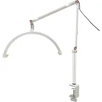 Andoer HD-M3X Desktop-LED-Videoleuchte Halbmondfoermiges Fuelllicht 3000K-6000K Dimmbar mit C-Clamp Tischhalterung Metalllichtstaender fuer Schoenheitssalon Make-up Live-Streaming-Nachtlicht