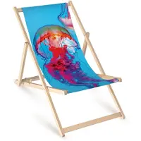 AllBags Holz Liegestuhl klappbar „Quallen“ – Gartenstuhl Relaxstuhl Sonnenliege Balkon Terrasse Meeresmotiv
