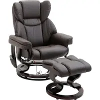Dopwii Relaxsessel mit Hocker, 360°drehbarer Fernsehsessel mit Massage, Liegefunktion, Massagesessel mit Seitentasche, Liegesessel, Kunstleder für Wohnzimmer Braun