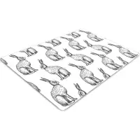 Decormat Stuhlunterlage Bürostuhlunterlage 120 cm x 90 cm Bodenmatte Bürostuhlunterlage - weiße Hasen