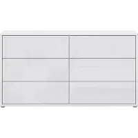 Forte ALICE SPRINGS Kommode 150 160, moderne Kommode mit 3 Schubladen, Schlafzimmer, Wohnzimmer, Holzwerkstoff, Weiß Glanz, 154,5 cm breit x 83,1 cm hoch x 34,9 cm tief