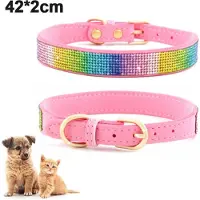 Crrynuo Hundehalsband für mittelgroße Hunde, niedliches Glitzer-Nylon, rosa Hundehalsband für große und kleine Hunde, Damenhalsband mit Schnellverschluss, weiches Haustierhalsband