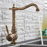 StarTech.com Waschtischarmatur - Hohe Ausführung - Einhebel - Einloch Deckmontage - Warm- und Kaltwasser - Keramikventil - 360° Schwenkbar - Langer Auslauf - Antik-Messing