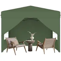 YRHome 3x3 m Pop-Up Gartenpavillon, Ein-Knopf Schnellaufbau, wasserdicht & UV-Schutz, mit 4 Seitenwänden, inkl. Tragetasche – Grün
