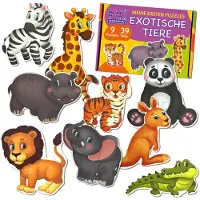 Magnikon Puzzles Exotische Tiere Ab 2 3 Jahre - Spielzeug Kinderpuzzle ab 3-5 Jahre - 9 Mein erstes Puzzle- 39 Große Teile Geschenk Für Kinder