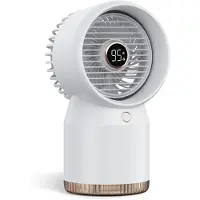 Douself Kleine Klimaanlage, Home-Office-Desktop-Kaltluefter, tragbarer Luftbefeuchter, Verdunstungsluftkuehler, USB-Kuehlventilator mit Nachtlicht, 4 Geschwindigkeiten, Typ-C-Plug-and-Play