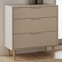 Forte SHERBROOKE Sideboard 90, moderner Skandi-Stil, leichte Montage dank EasyKlix by , 3 Schubladen, hohe Füße, Holzwerkstoff, Kaschmir Beige, 89,9 cm breit x 93 cm hoch x 43 cm tief