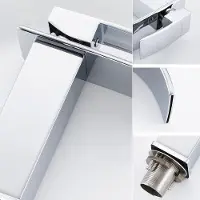 Merkloos Wasserfall Wasserhahn für Badezimmer Chrom Edelstahl Waschtischarmatur für Badezimmer Waschtischarmatur Kalt- und Warm-Einhandmischer Spüle Waschtischarmaturen
