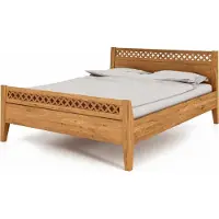 Natur24 Bett Sydo 4 Sonderlänge 90x210 Wildeiche massiv Holzkopfteil und hohes Fußteil