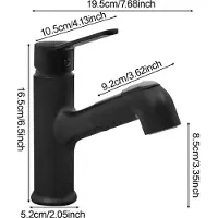 StarTech.com Badezimmerarmatur - Waschtischarmatur - Ausziehbarer Auslauf, 2 Strahlarten, 16,5 cm, Einhebel, Keramikkartusche, Montage auf Waschtisch - Schwarz