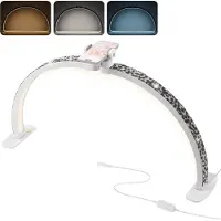 Lixada Faltbares Desktop-Halbmondlicht fuer Nagel-Schreibtischlampe, 38 W, dimmbar, 3000 K C 6000 K, mit Telefonhalter, LED-Fuelllicht fuer Wimperntechnik, Make-up, Tattoo-Salon, Nageltechnik-Lampe