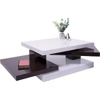 Mendler Couchtisch MCW-G84, Wohnzimmertisch Beistelltisch Kaffeetisch, drehbar 34x80x60cm weiß hochglanz, braun