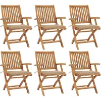 vidaXL BEI CLORIS Klappbare Gartenstühle mit Kissen 6er-set Massivholz Teak - Gartenstühle 2026Neu7215949