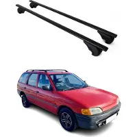 Omac Dachträger Gepäckträger für Ford Escort Turnier 1990-1997 Metall Schwarz 2x