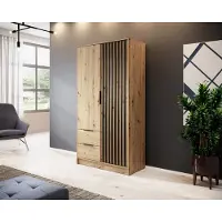 Sonstiges Kleiderschrank Artisan 105Cm Schrank, Garderobe mit Schubladen, 2-türig Kleiderschrank, Garderobenschrank ohne Spiegel ( Eiche artisan)