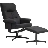 Dopwii Liegesessel mit Hocker, drehbar, Wippfunktion, Samtoptik, bis 150 kg, Schwarz
