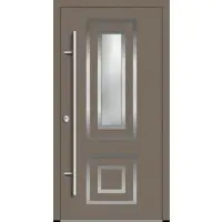 Haustuerenland.de Aluminium Haustür "YVONNE" 82 mm RC2 Beigegrau RAL 7006 beidseitig innen öffnend DIN links